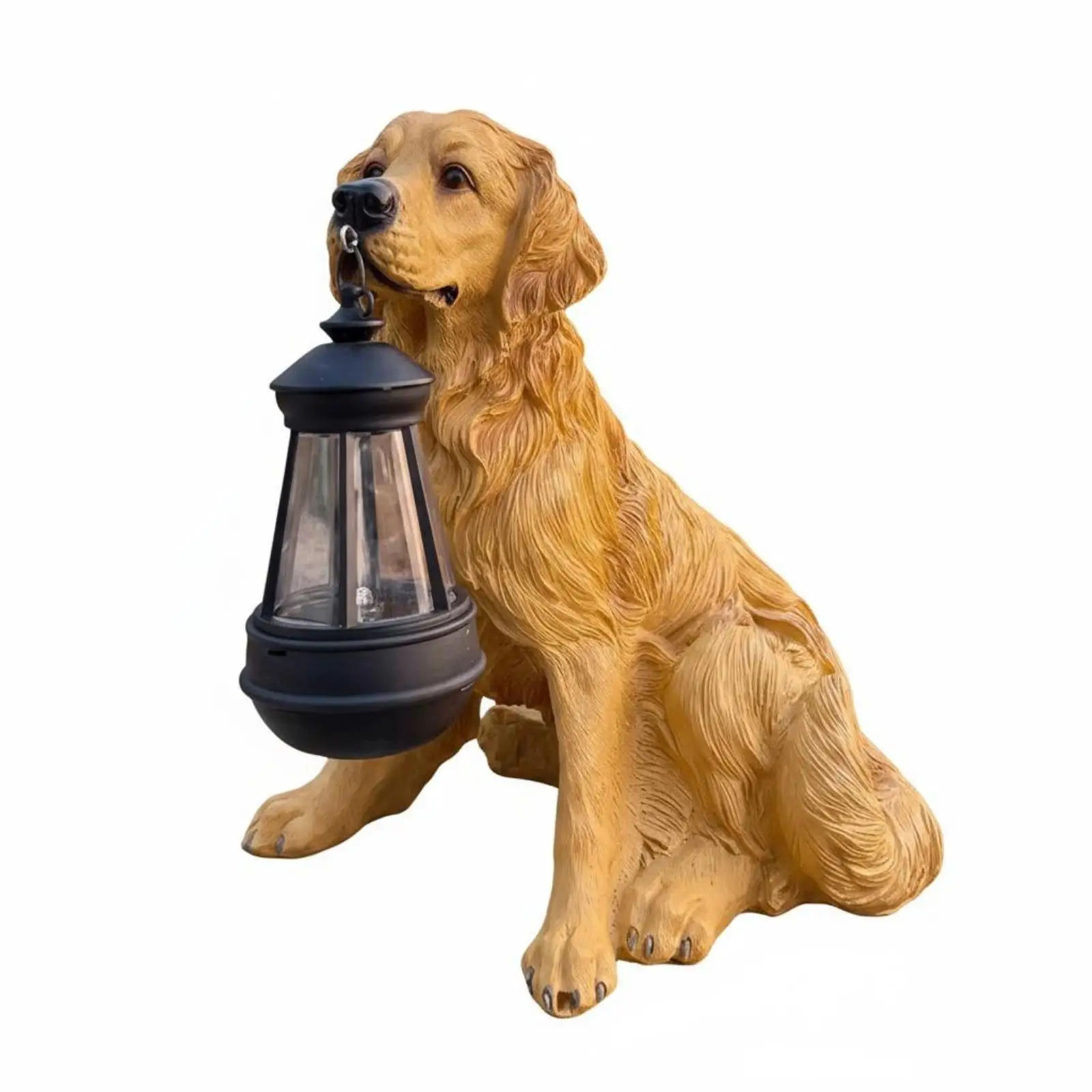 Outdoor Decorative Light Resin Dog Garden Yard Sculpture with Hanging Lantern for Outdoor Balcony Decor - view 2