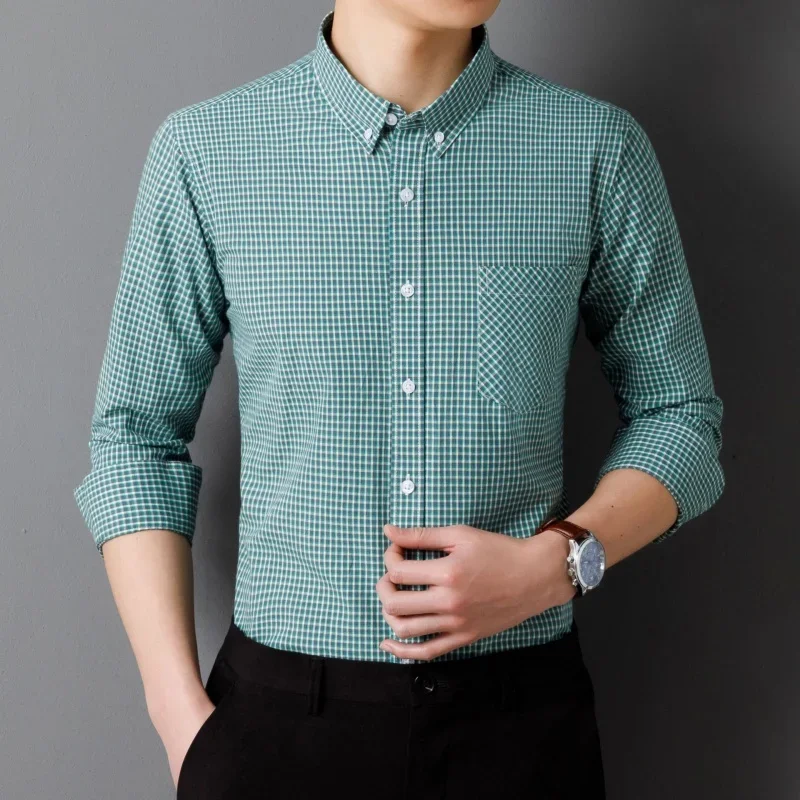 Thin Striped Plaid Shirt Men 100 Cotton Long Sleeve Shirt Men Casua New Arrival Fashion Men's Long Sleeve Shirts Casual