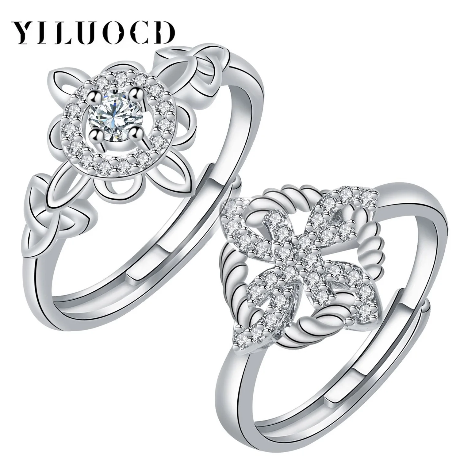 Vintage Thai Silver Witch Knot Rings for Women Full Inlaid Zirconia Witchcraft Ring Wicca Protection Amulet Jewelry Gift
