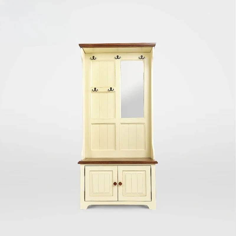 American modern simple solid wood porch partition foyer side cabinet European living room locker furniture combination