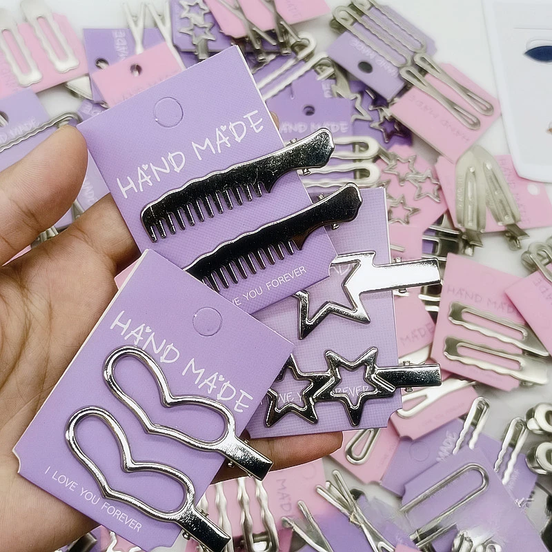 

2pcs Korean Simple Silver Hair Clips Y2K DIY BB Snap Hairpins Barrettes Women Girls Sweet Hair Styling Tools Accessories New