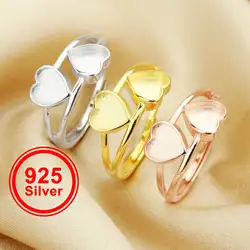 6MM Keepsake Mother Milk Resin Heart Bezel Ring Settings,Solid 925 Sterling Silver Rose Gold Plated Ring,DIY Ring 1294598