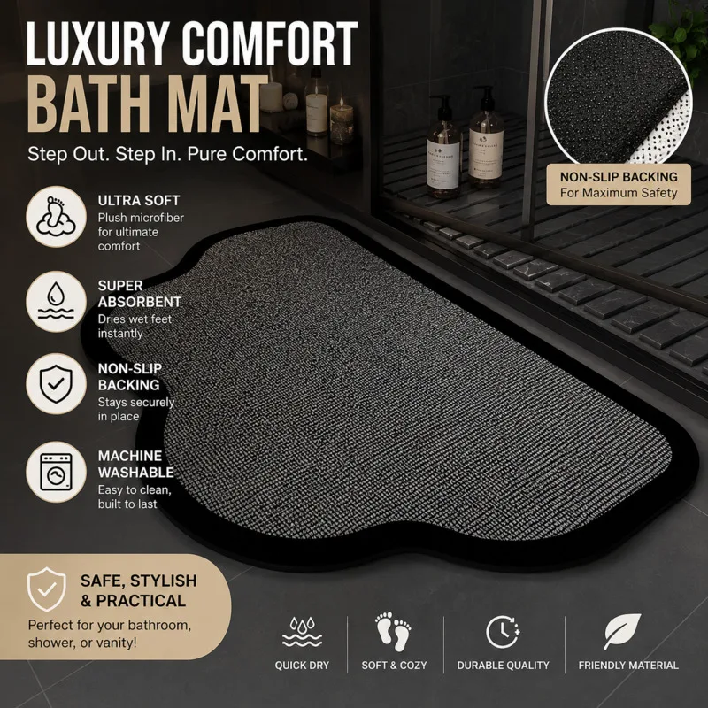 Floor Mat For Bathroom Absorbent Quick Dry Diatomite Bath Mat Non Slip Washable Minimalist Large Rectangular Shower Entryway New
