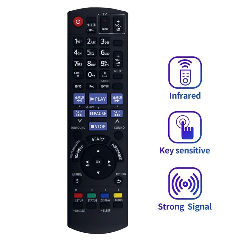 Replaced N2QAKB000072 Remote Control For Panasonic N2QAKB000072 SA-BT207 Blu-Ray Home Theater System