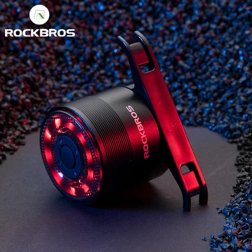 ROCKBROS luz trasera de bicicleta tipo C lámpara colorida recargable luz trasera de bicicleta de aluminio MTB sillín de carretera tija de sillín luz trasera de ciclismo