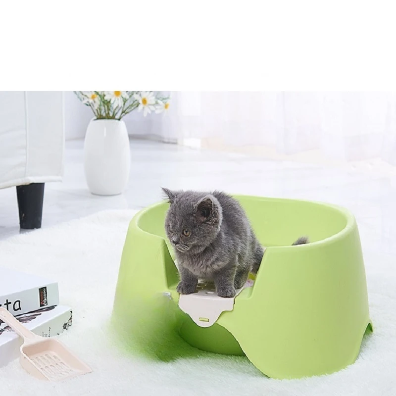 Pet Squatting Cat Litter Box Semi-enclosed Cat Toilet Double-deck Toilet-type Clean  Sanitary Toilet-type Toilet Dropshipping