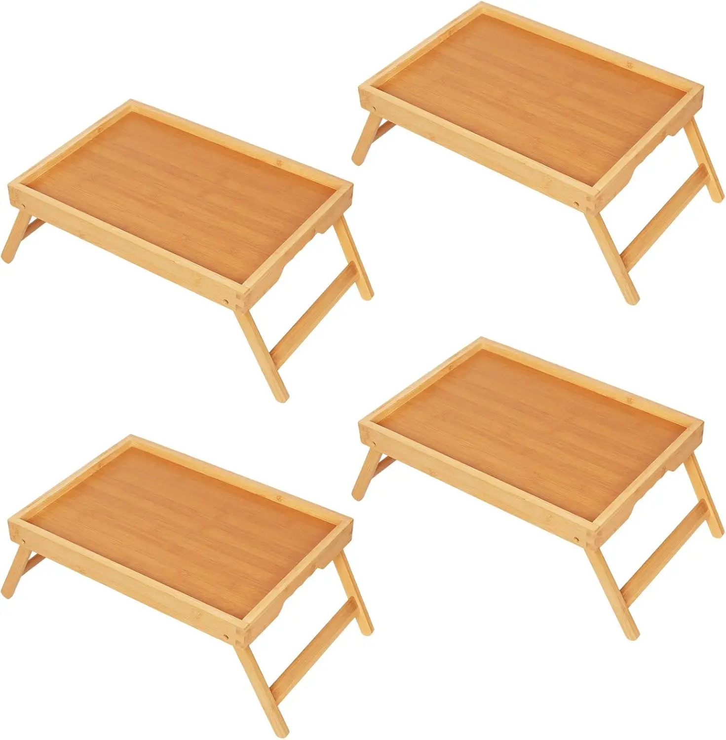 

Foldable Bamboo Bed Tray with Legs, Multi-Use Serving Table for Breakfast, Laptop, Snacks (4-Pack)