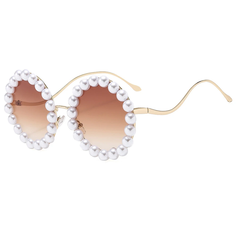 Luxury Pearl Sunglasses 2025 New Fashion Metal Frame Round Sun glasses Brand Designer Sunglasses