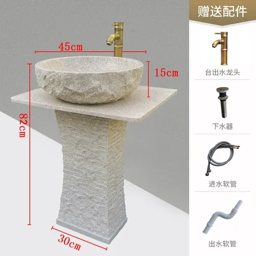 Natural Marble Material Wash Basin Integrated Floor Courtyard Pool Inter-Platform Basin Outdoor Yard Washbasin Balcony Basin