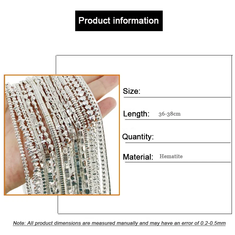 AAA Plating Silvery Hematite All Kind of Beads Square Round Wheels Shape Spacer Beads for Jewelry Making Diy Bracelets 15\'\'