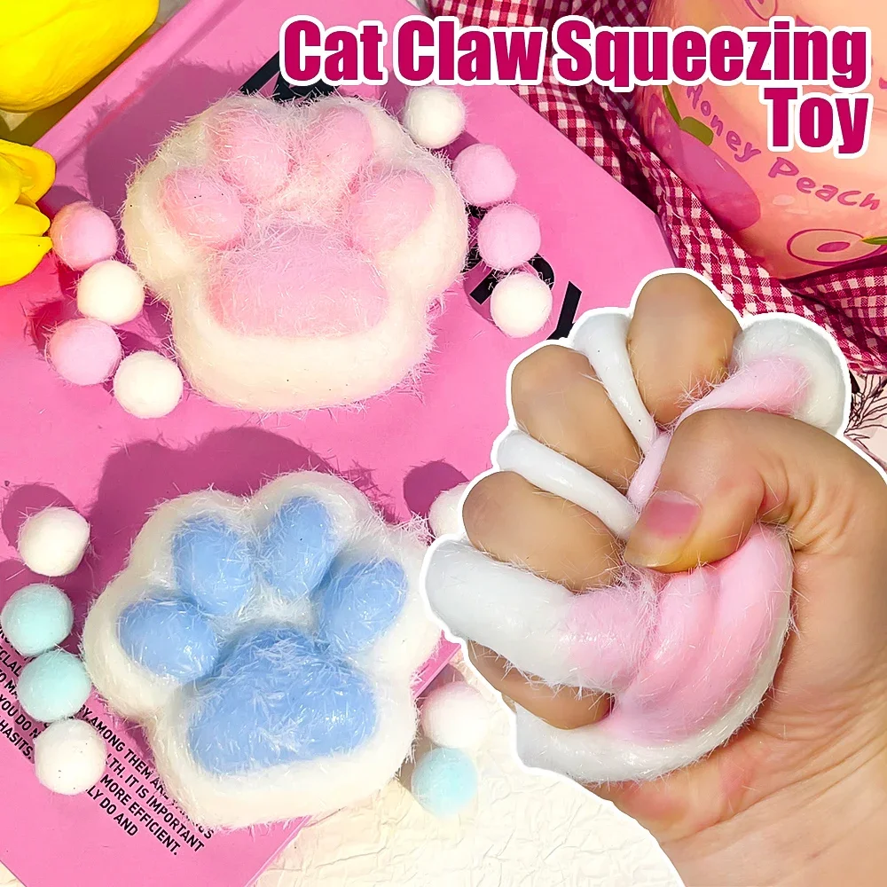 

Plush Cat's Paw Pinch Cute Cartoon TPR Extrusion Slow Rebound Spongy Animal Finger Toys for Children Adult Anti Stress