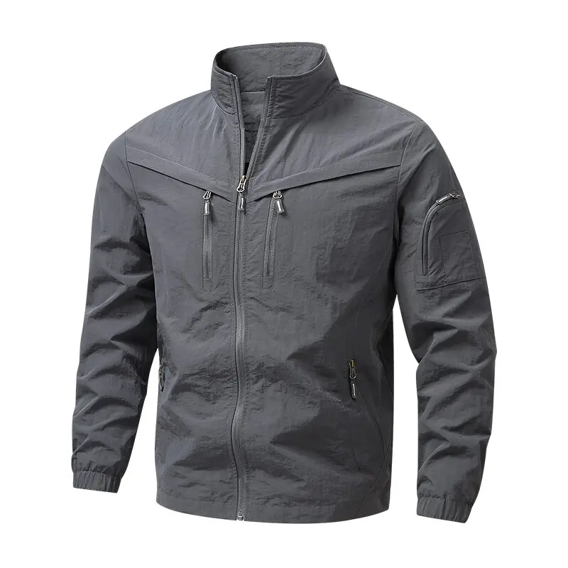 

Autumn and Spring Fashion Trend Pure Color Outdoor Sports Windbreaker Men's Casual Loose Plus Size High Quality Hooded Jacket