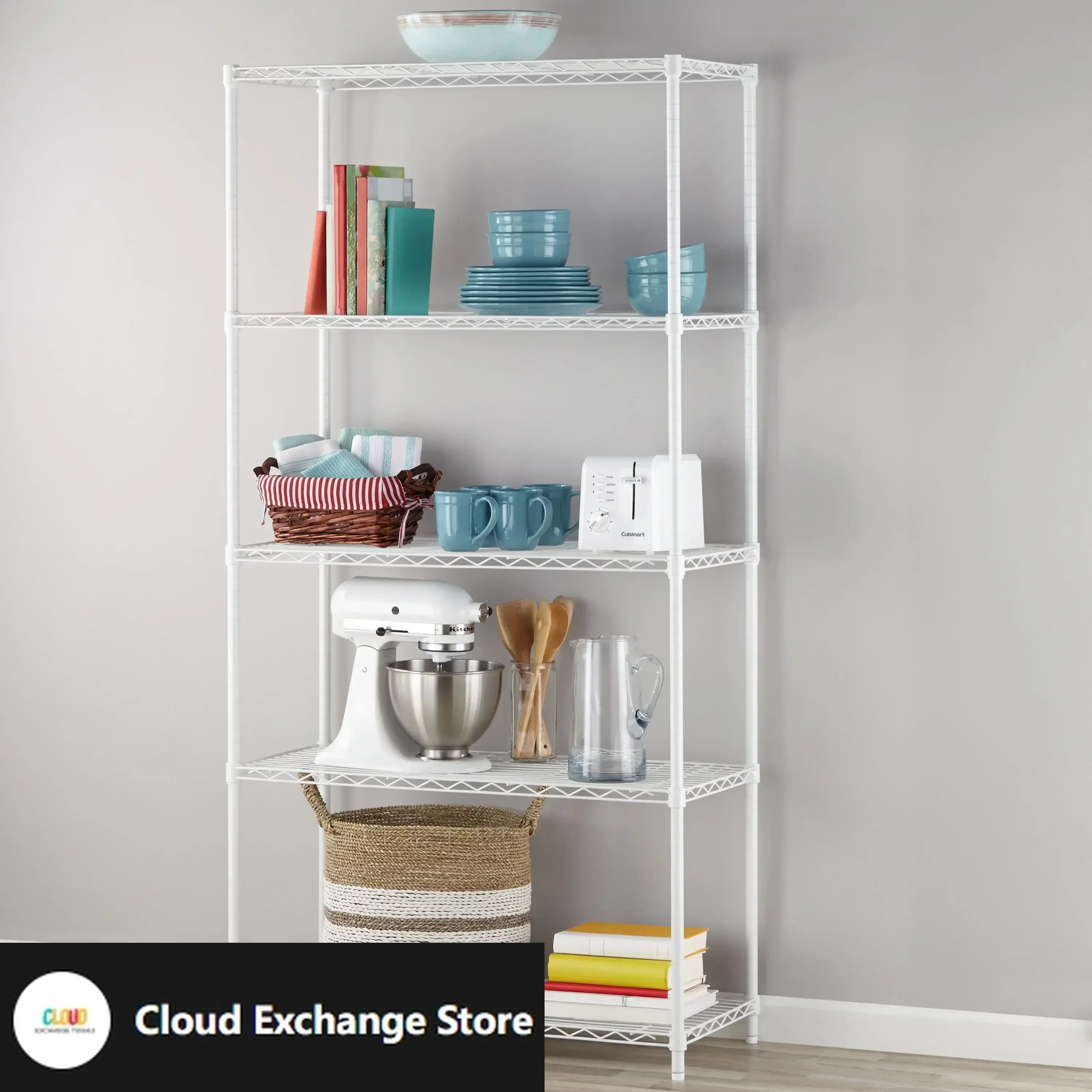 

White Wire Shelf 5-Tier 72"H x 36"W x 16"D, 1750lb Total Capacity