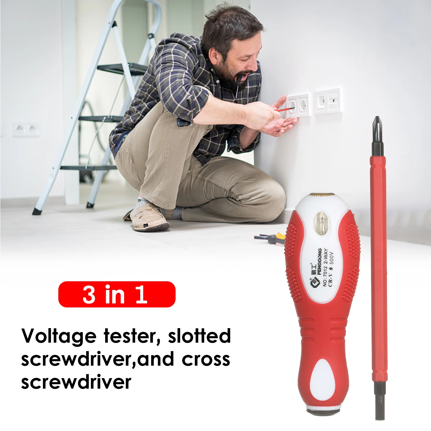 500V Insulated Screwdriver Voltage Tester 2-in-1 Reversible Magnetic Slotted and  Screwdriver Electroprobe Multi Screwdrivers