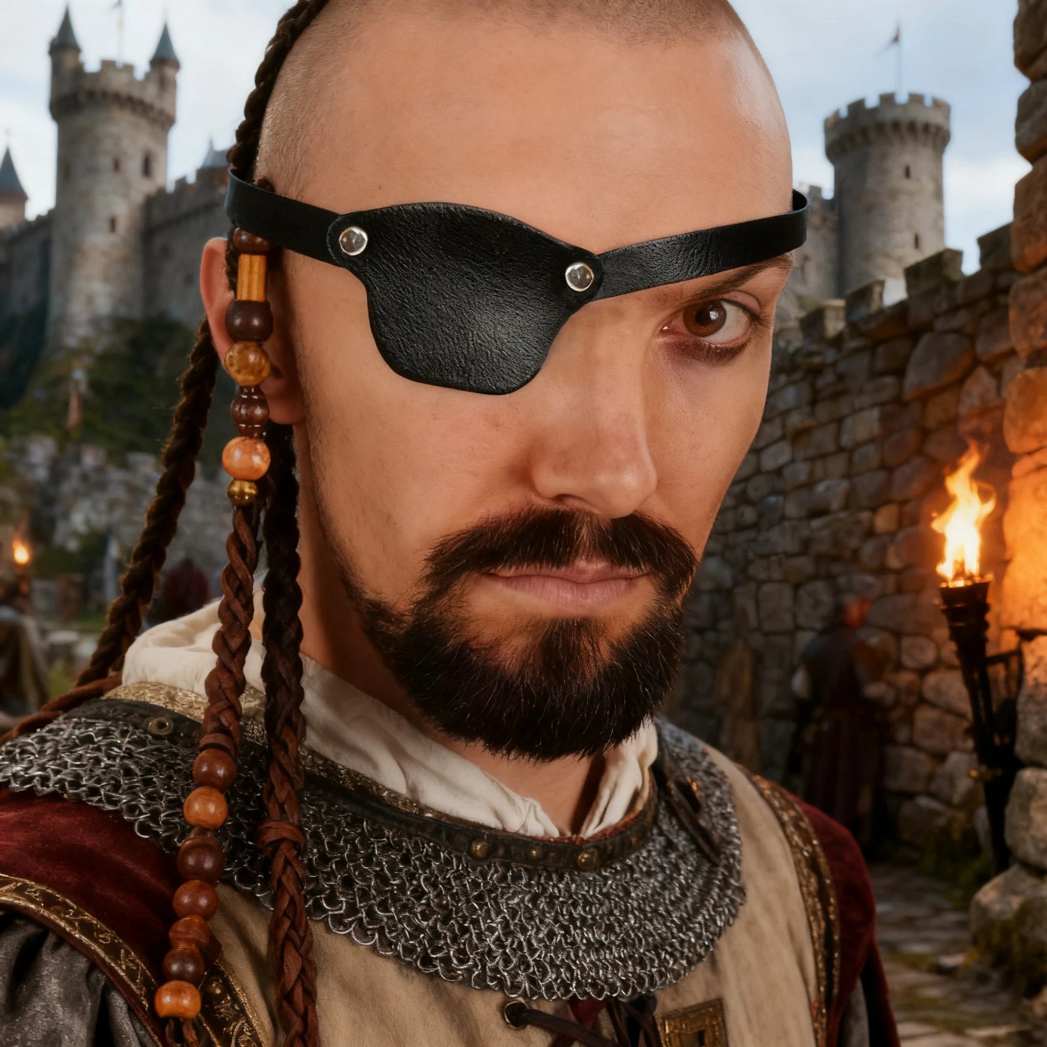 Pirate Eye Patch Leather Eye Patch for Men Women, Adjustable Eyepatch for Cosplay Eyepatch Pirate Halloween Costume Prop view 2
