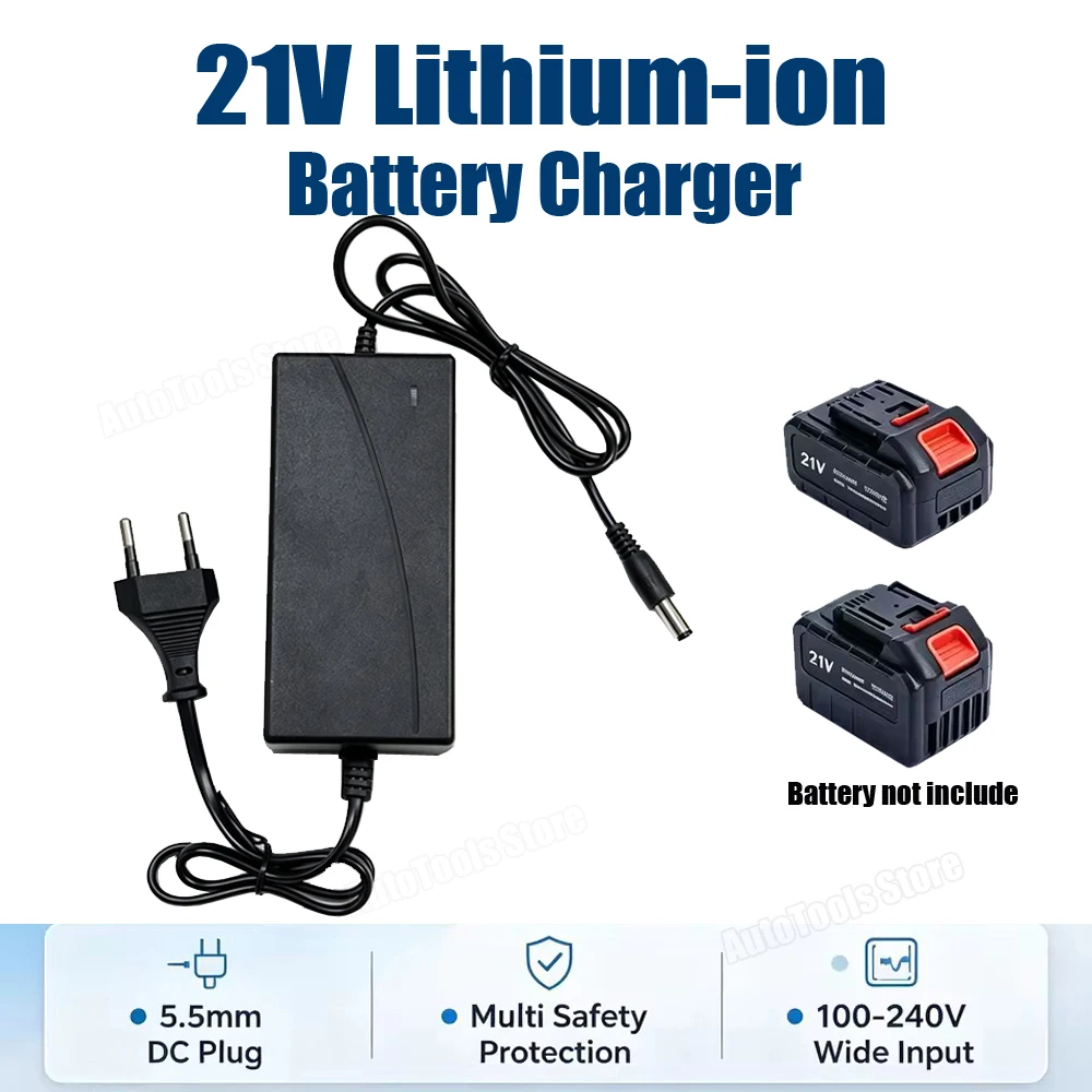 Image of 21V-Ladegerät für 21V 18V Schraubendreher Lithium-Ionen-Akku-Ladegerät mit DC-Netzteil 21V 2A Akku-Ladegeräte