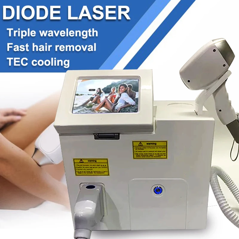 Máquina profissional da remoção do cabelo do laser do diodo de gelo, onda tripla, poder grande, remoção do cabelo do biquini, rejuvenescimento da pele, 10 barras