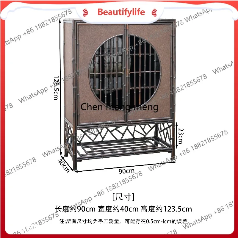 

A50 Zizhu side cabinet, tea room tea cabinet, dining side tea set storage display, double-spell semi-round double door