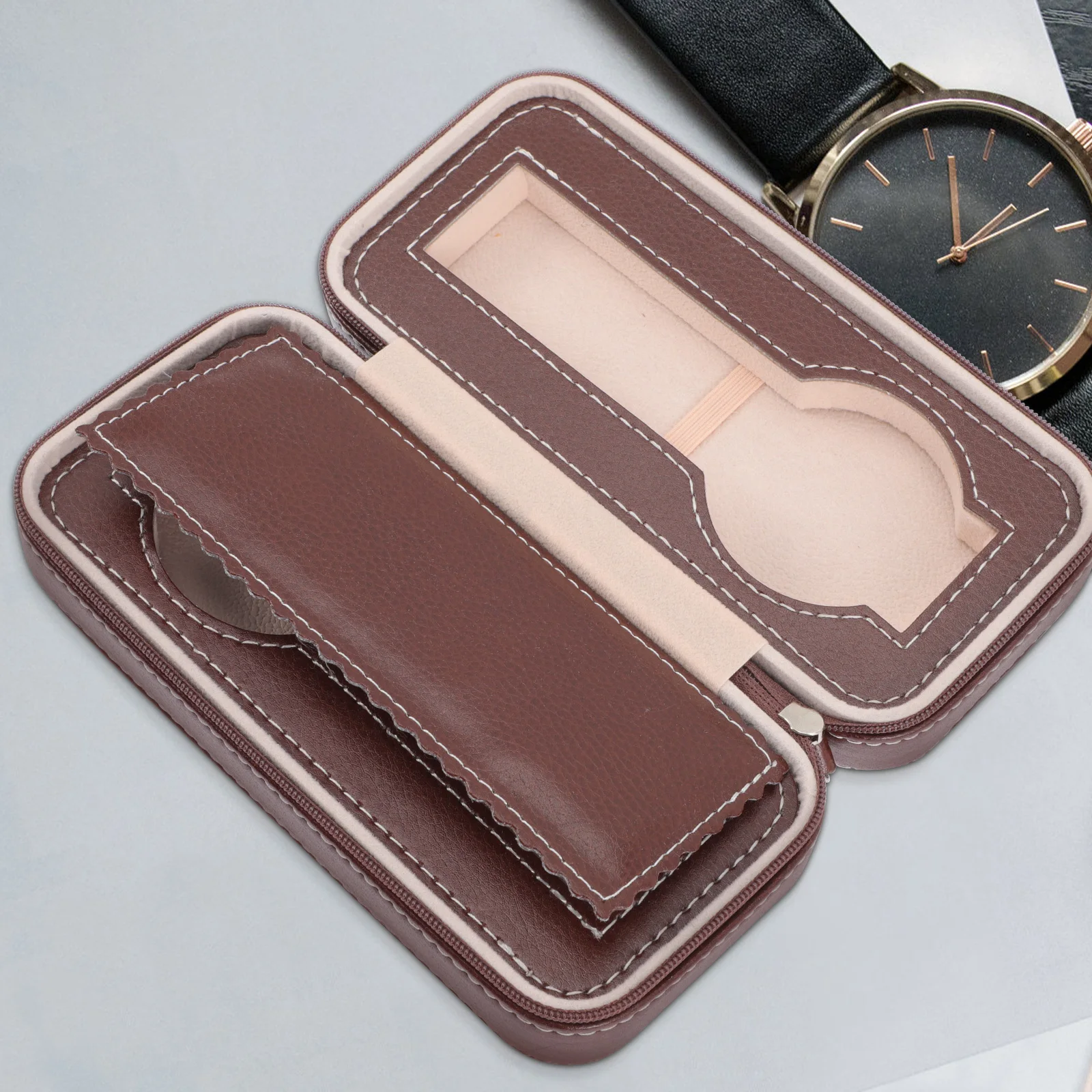 

Watch Storage Bag PU Red Cardboard Portable Pouch ganizer Compact Size Two Slots Safe Durable Outdoor Use Avoid Damage