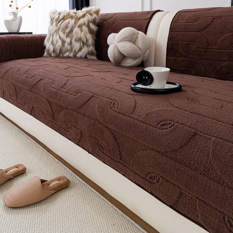 

Plush Sofa Cushion Thickened Anti-Slip Leather Sofa Cover Winter Edition Comfort Cotton Velvet Sofa Pad