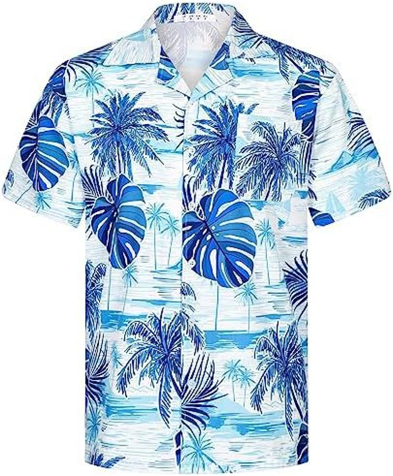 

Buttoned Shirts For Men Flower 3D Printed Hawaiian Shirt Casual Fashion Streetwear Short Sleeves Tops Beach Vacation Party 5XL