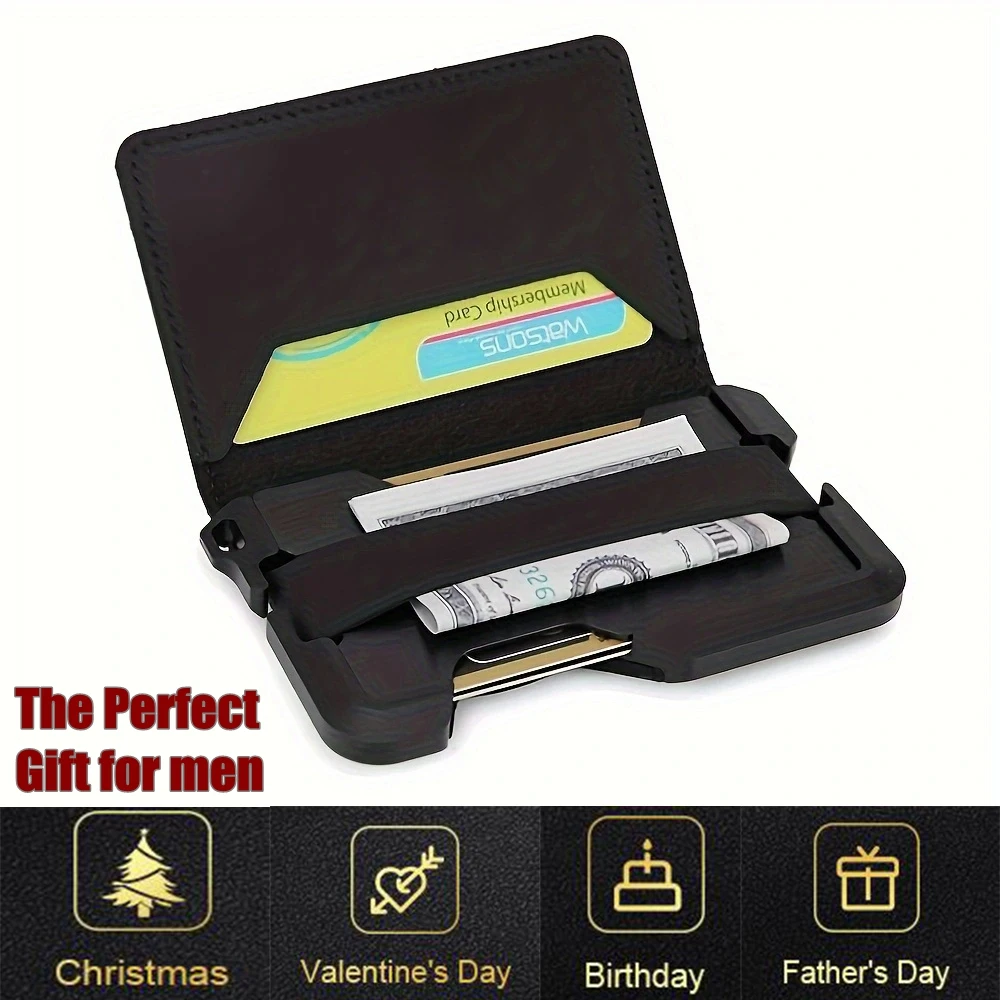 

Minimalist Wallet for Men - Slim RFID Wallet, Scratch Resistant, Credit Card Holder & Money Clip, Easily Removable
