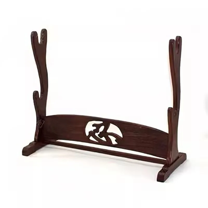 Double Layer Wooden Sword Holder, Samurai Blade Holder, Big Knife Holder, Solid Wood, Sword Base view 2