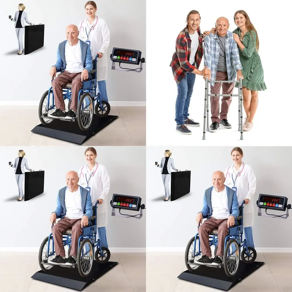 

1000lb Wheelchair Scale Portable Light Weight Floor Wheelchair Scale for Home or Senior Care House with Dual Ramp