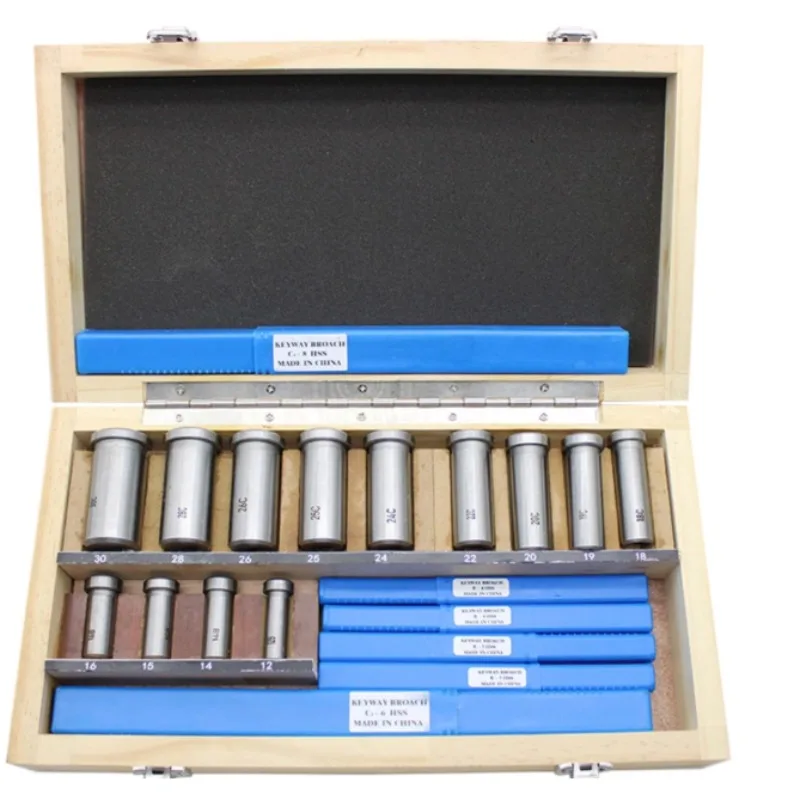 Keyway Tool Knife for CNC Machine 22pcs Hss Groove Keyway Broaches Set Bushing Shim Set Metric System 12-30 HSS