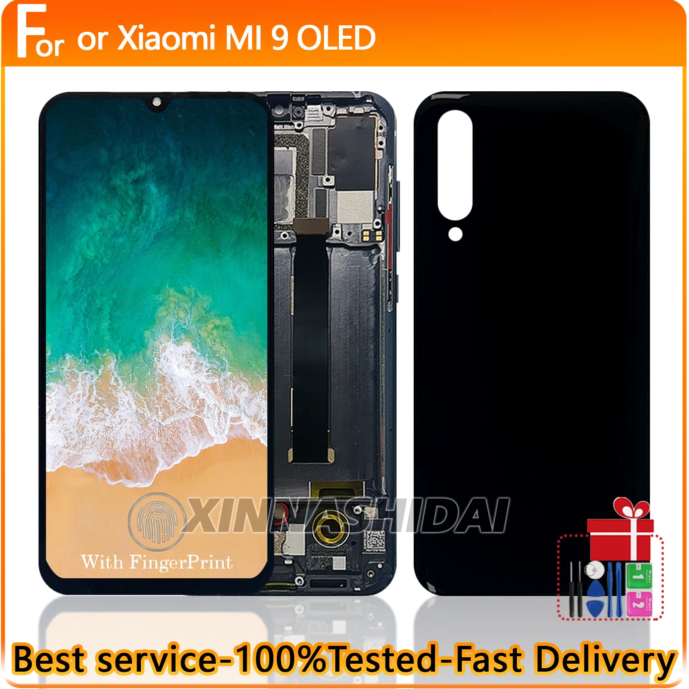 

Super OLED For Xiaomi Mi 9 LCD Display Touch Screen Frame Battey Cover Housing For Xiaomi Mi9 M1902F1G Screen Replacement