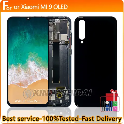 Super OLED pour Xiaomi Mi 9 LCD écran tactile cadre batterie boîtier de couverture pour Xiaomi Mi9 M1902F1G remplacement d'écran
