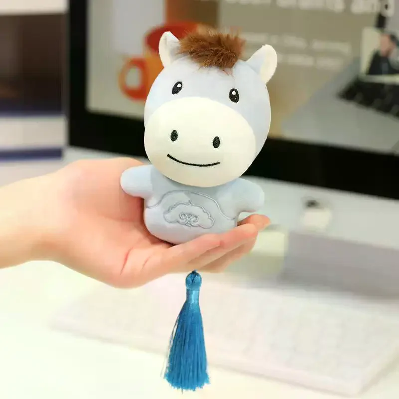 Peluche Cavallo Peluche Bambola Appesa Decor Morbido Pony Ciondolo 12 cm Anno del Cavallo Mascotte Portachiavi Pony dai Capelli Lunghi