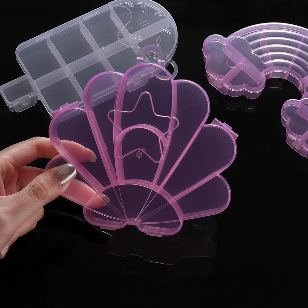 1 قطعة صندوق تخزين تقسيم بلاستيكي شفاف على شكل قلب شل صندوق كرتوني لتقوم بها بنفسك قلادة بها خرزات مجوهرات اكسسوارات مخزن