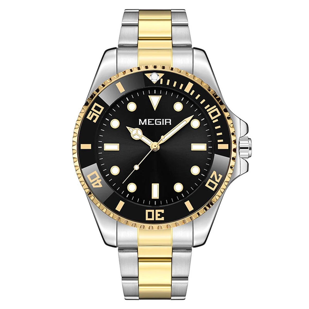 MEGIR Business Watch for Men with Quartz Movement Date Calendar Minimalist Stainless Steel Strap Wristwatch with Luminous Hands