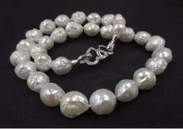 

baroque white 11-12mm FURROW Kasumi pearl necklace Double heart clasp