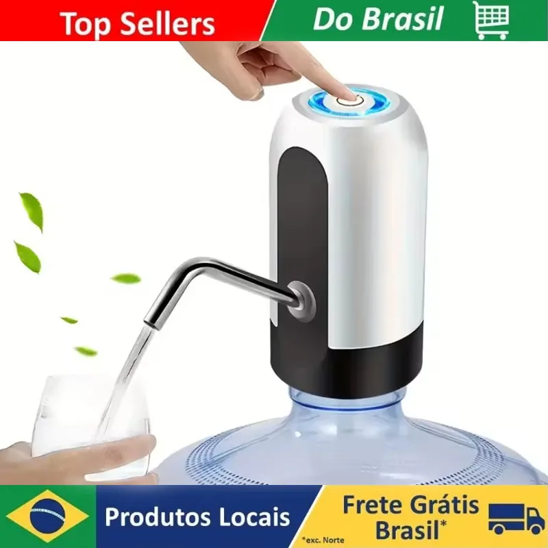 Bomba Elétrica Recarregável USB para Garrafa de Água, Dispensador Automático de Água Potável com Interruptor de Energia, Portátil para Acampamento