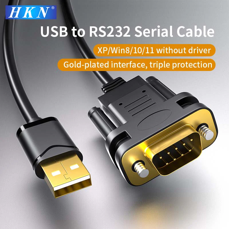 

HKN High Quality USB 2.0 to Serial RS-232 DB9 9Pin Adapter Converter Cable Length 1.8M USB TO RS232 SUPPORT WIN10