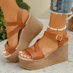 Women Wedge Sandals 2024 Summer New Fashion Platform Sandals Buckle Casual Comfortable Walking Designer Sandals Shoes for Women