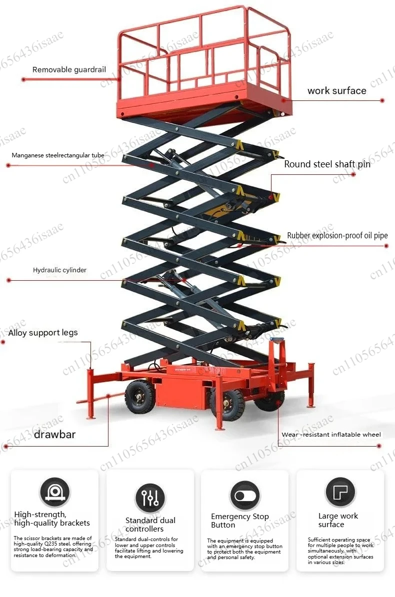 Small Mobile Electric Hydraulic Scissor Maintenance Lift Platform