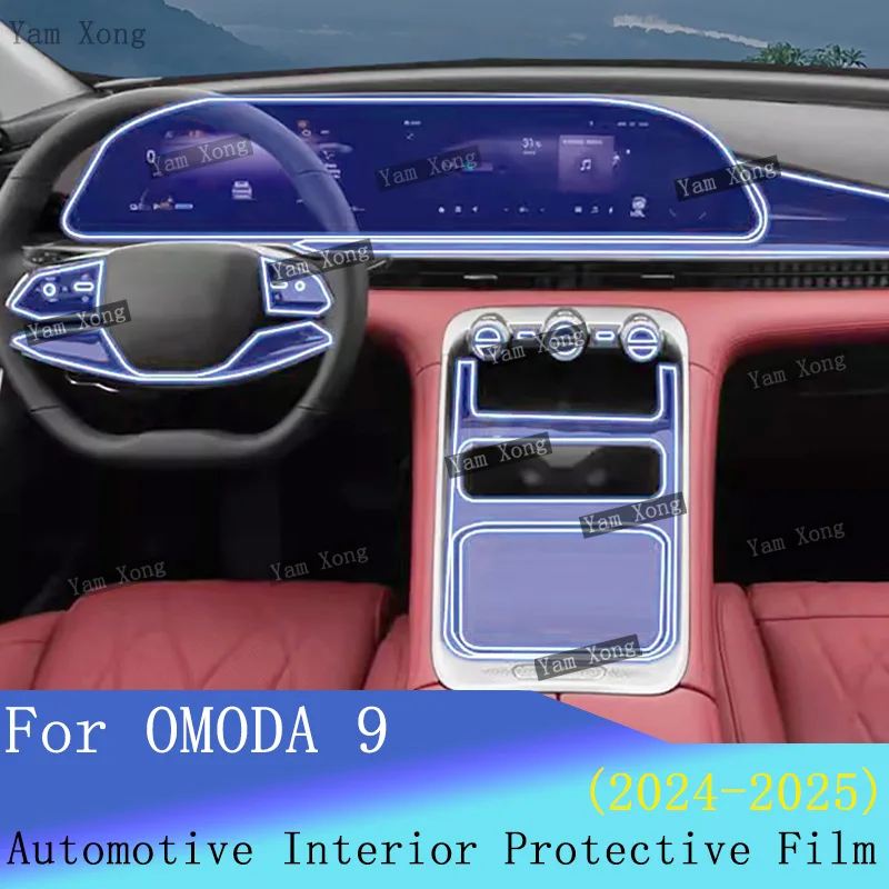 

Car Navigation screen Protection Sticker For OMODA 9 2024 2025 Full set interior Film Gear Panel Transparent Anti-scratch Films
