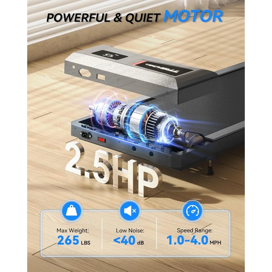 جهاز مشي محمول تحت المكتب للاستخدام المنزلي والمكتبي مع 10 وسادات مشي مائلة قابلة للتعديل تدعم ما يصل إلى 320 رطلًا نقطة اتصال لاسلكية #4