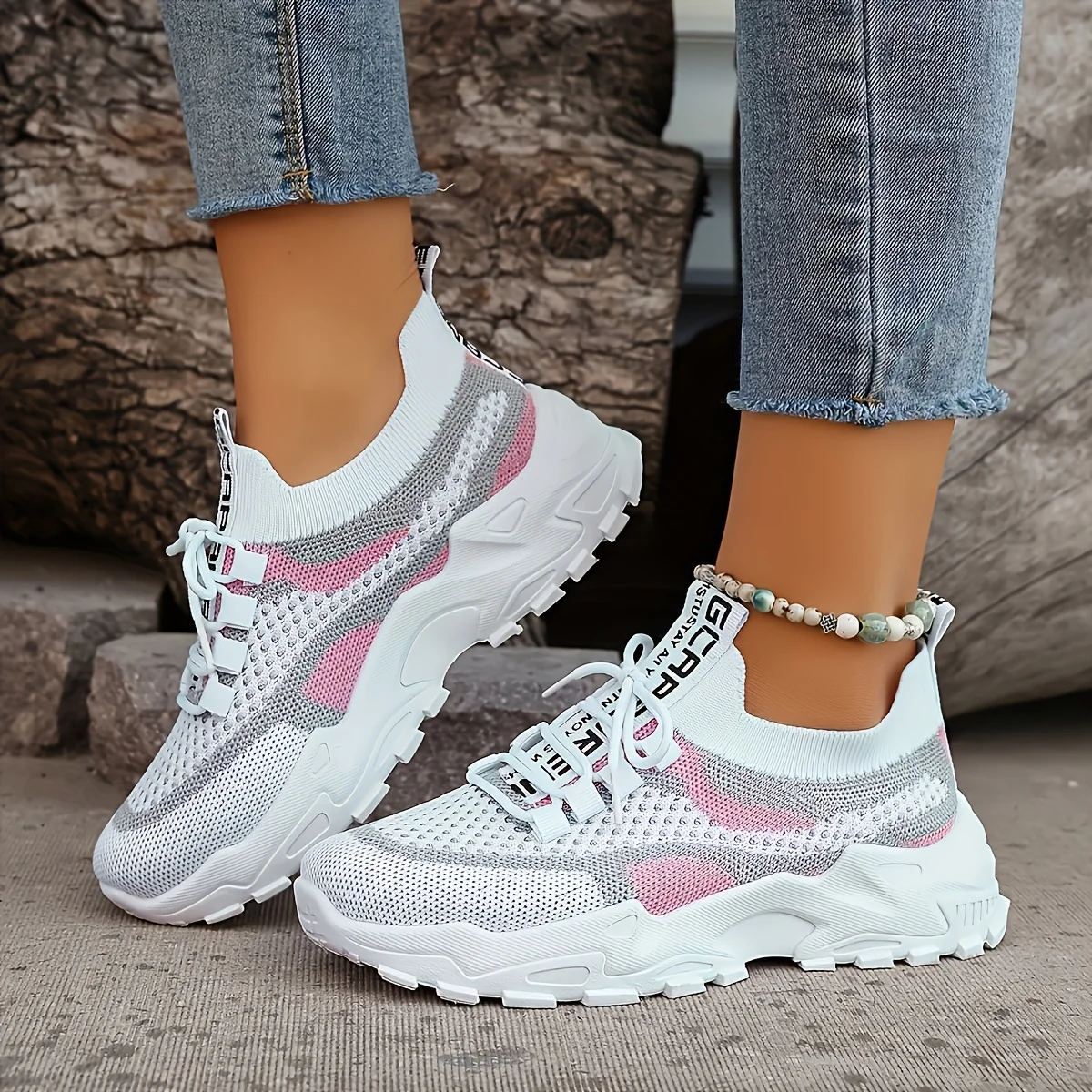 Ladies Breathable Mesh Patchwork Chunky Dad Sneakers Lace Up Height Increasing Platform Walking Shoes Non Slip Soft Thick Sole Casual Sport Trainers Multicolor Plus Size 35-44 For Daily Shopping Gym Outdoor Street All Season Footwear