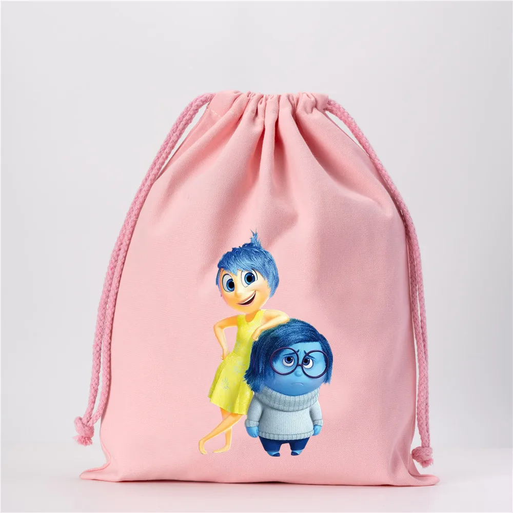 Insideout 2 Plush Kids Drawstring Bags Cartoon Printed Storage Bags Boys Girls Tote Bag Children Travel Handbag Birthday Gifts