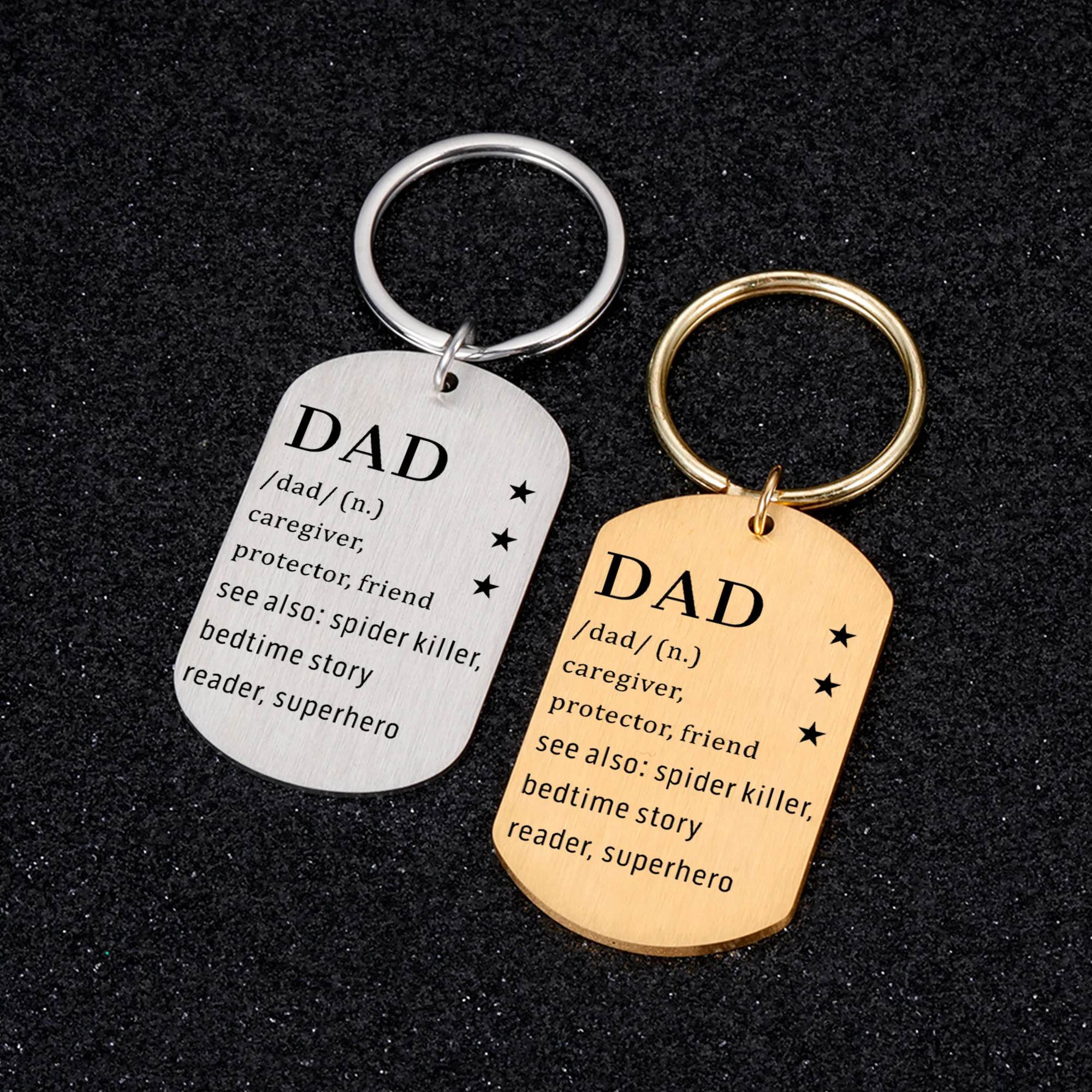 Meaning of Dad Keychain Gift for Papá Best Fathers Day Gift Custom Stainless Steel Charm Family Jewelry Keyring Pendant Necklace