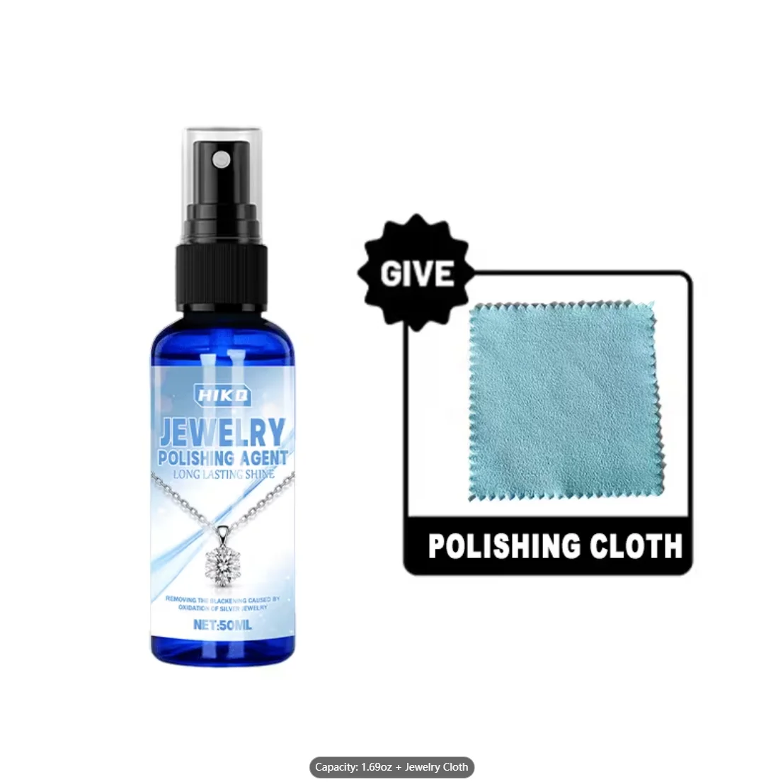Jewelry Polishing Agent Spray with Microfiber Cloth Quick Polish for Gold Silver Diamond - Jewelry Cleaner