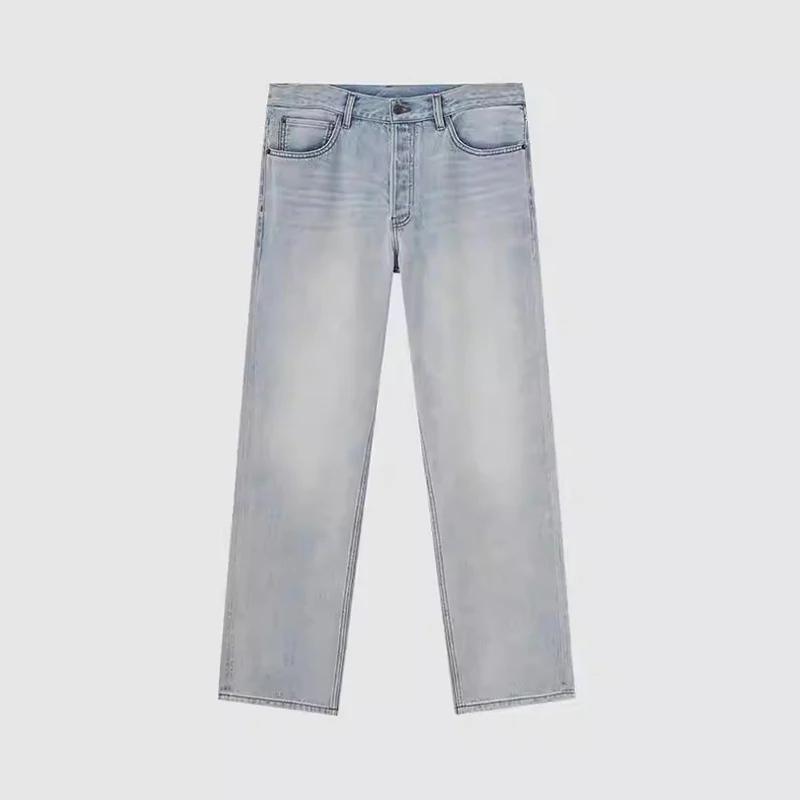 

Spring 2026 High Waist Straight Leg Blue Waed Wide Leg Jeans Men Loose Luxury Simple Long Trousers Faion Urban Casual Jeans