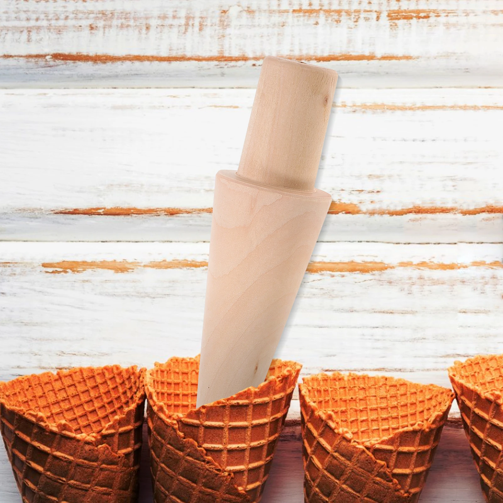 

Egg Roll Ice Cream Cone Molds Waffle Roller Baking Mold Cake Pop Maker DIY Tool Wood Stable Versatile Kitchen Family