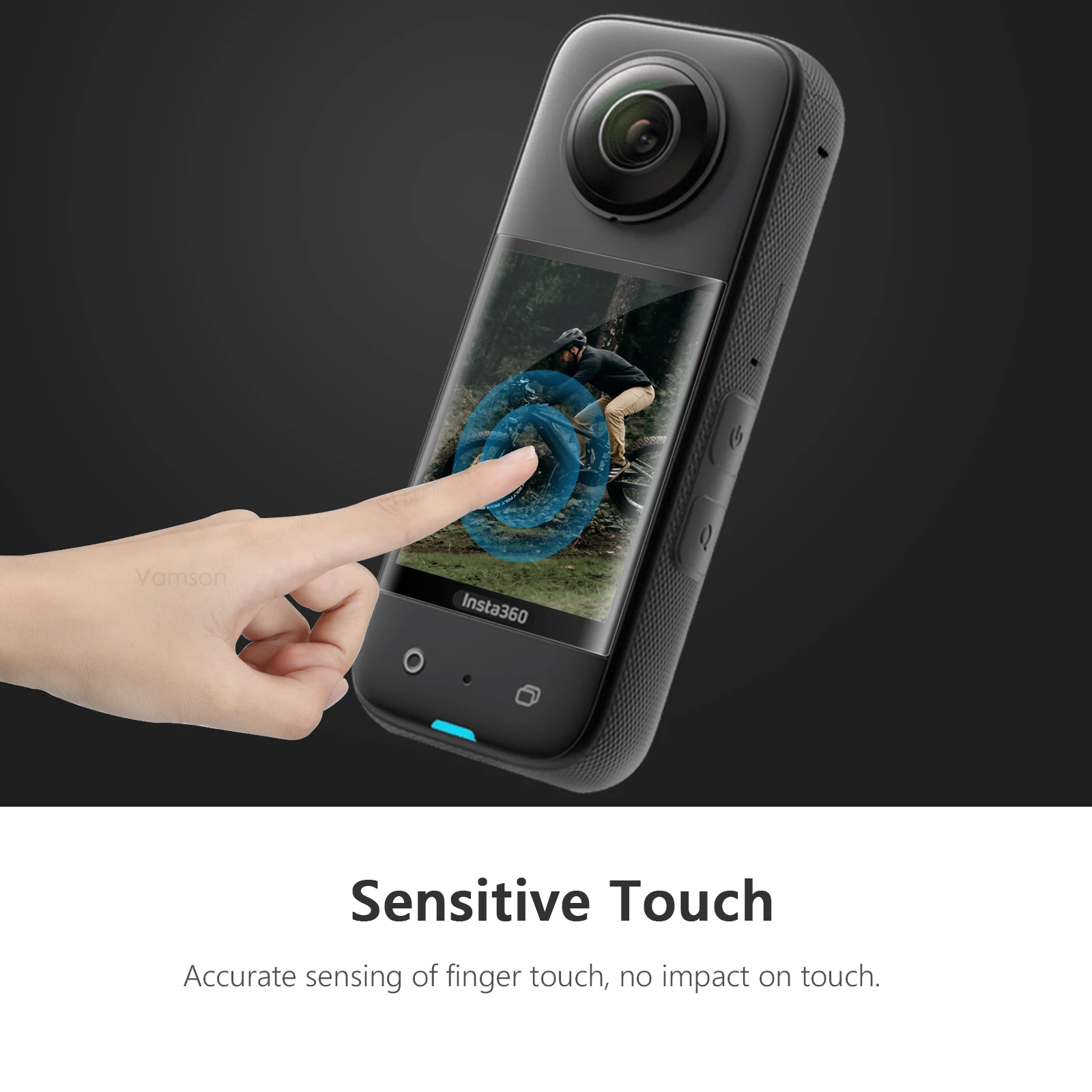 Vamson Insta360 X3 강화 유리 필름, 3D 곡선 화면 보호기, 스크래치 방지 HD Insta360 액션 카메라 액세서리, VP725