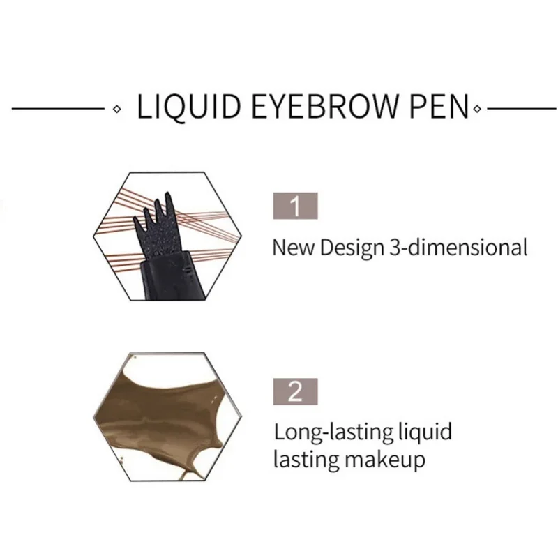 4D Microblading Eyebrow Pen with 4 Forks Tip Long Lasting Fine Sketch Liquid Eyebrow Tattoo Pencil for Eye Brow Make up