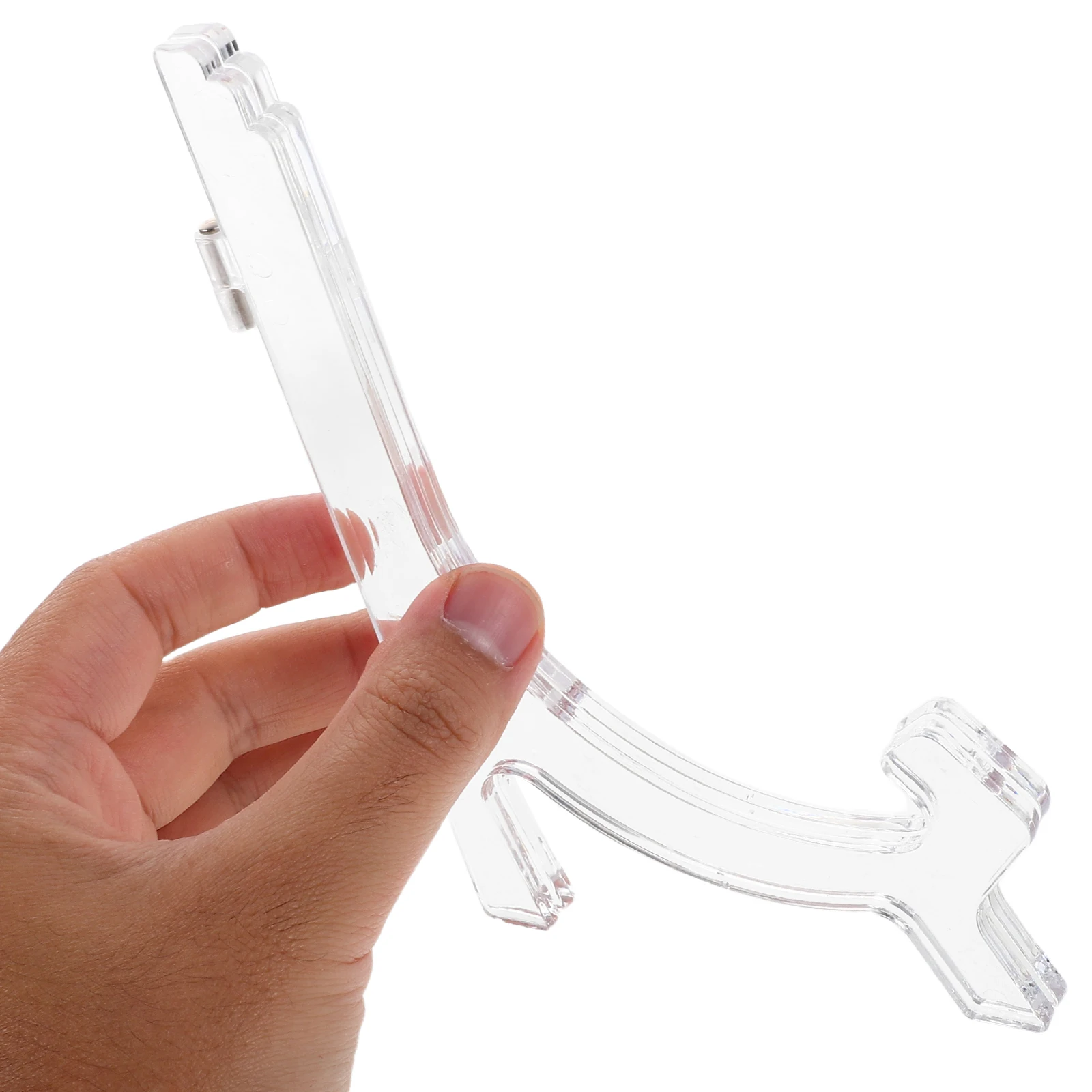 

4Pcs Clear Plastic Plate Stands Decorative Display Easels for Tabletops Weddings Home Decor Easy Clean Adjustable